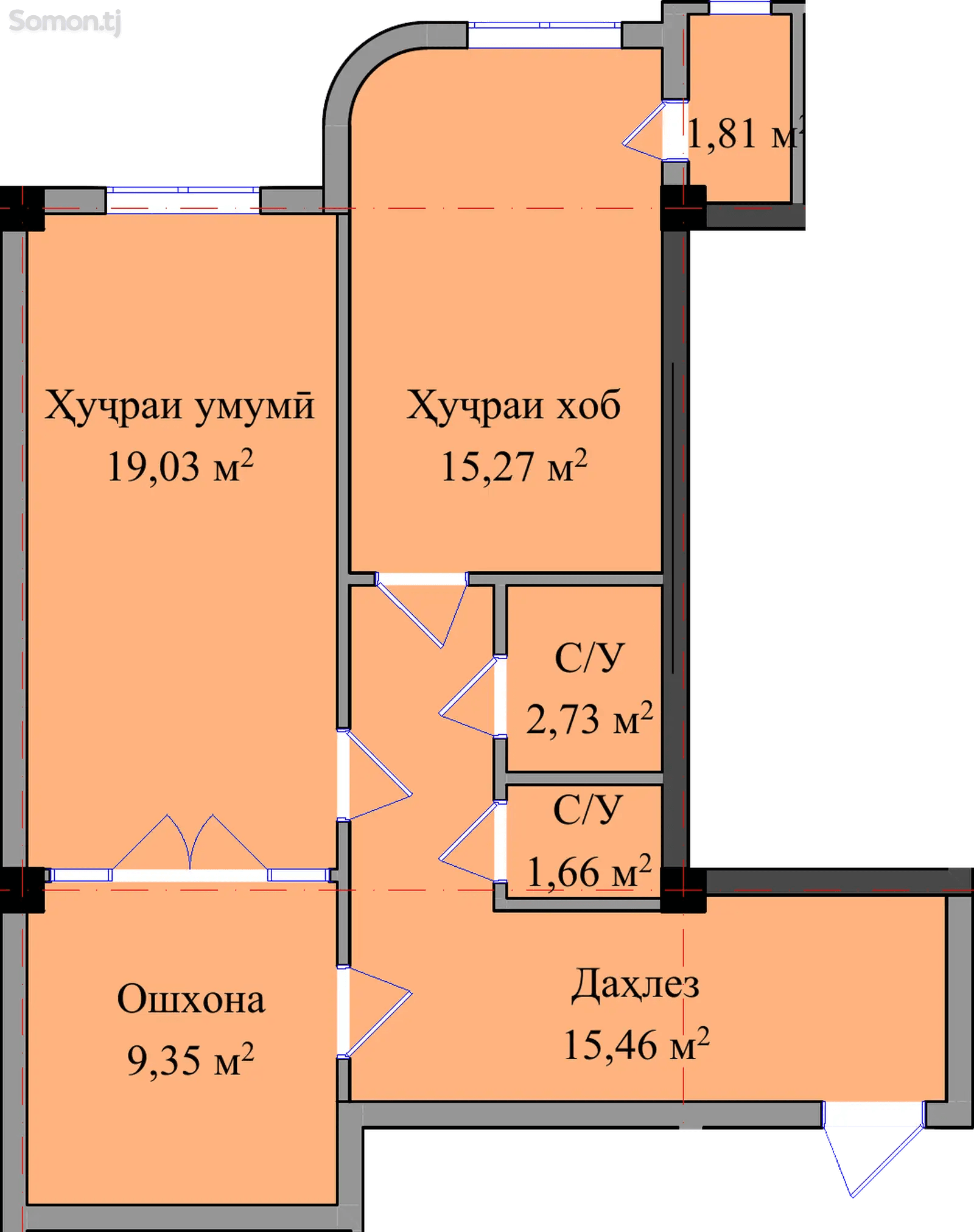 2 комнатная квартира