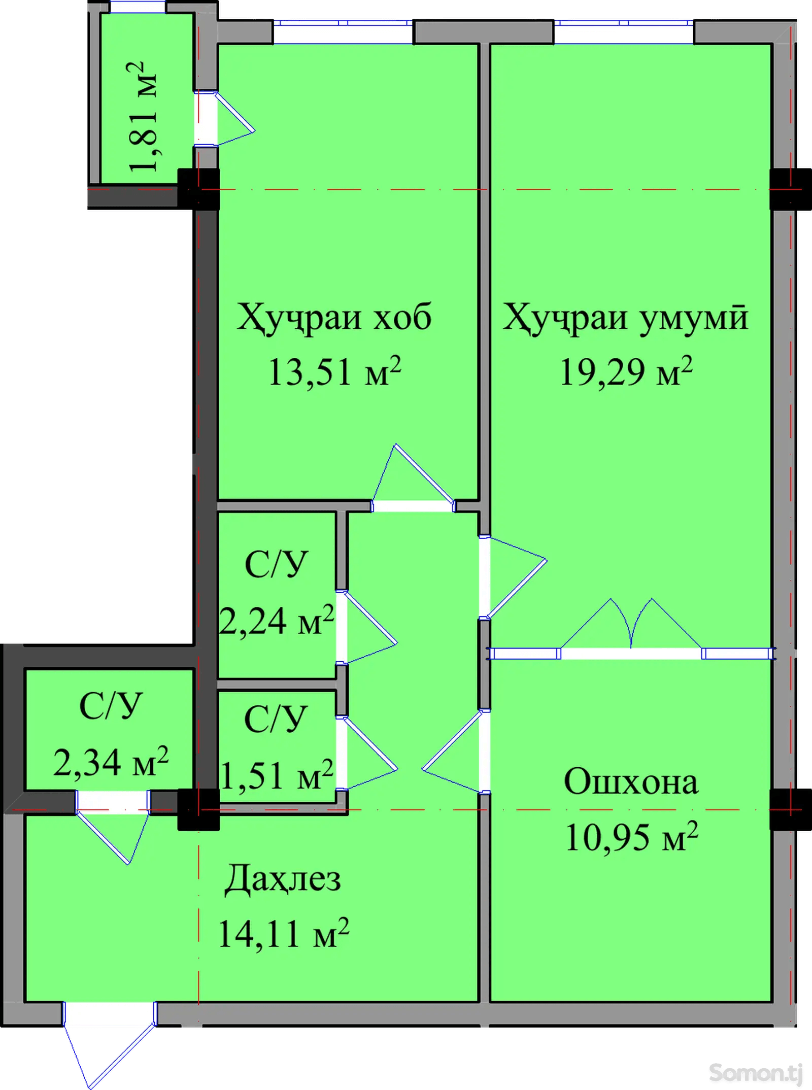 3 комнатная квартира