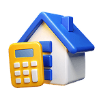 Illustration of a calculator next to a house model