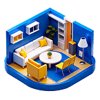 Illustration of a modern living room interior design